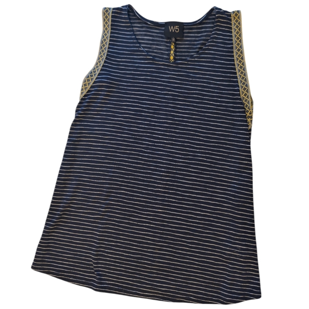 W5 Navy and White Striped Tank Top Women's Large USA
